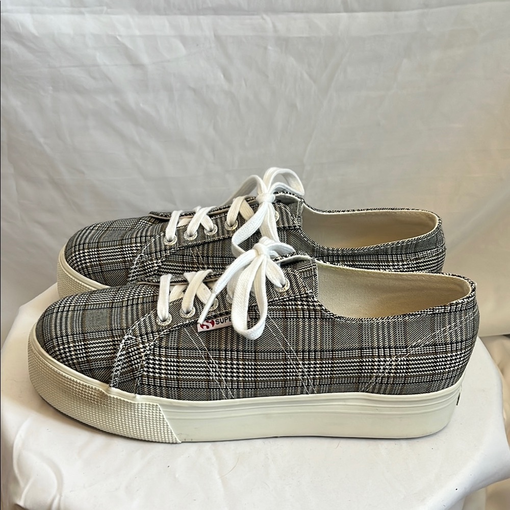 Superga Plaid Sneakers in Black and White